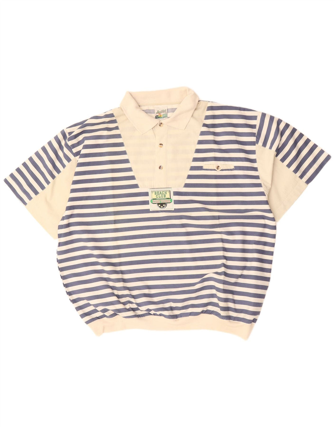 Męska koszula pulowerowa z krótkim rękawem VINTAGE IT 52/54 w duże niebieskie paski