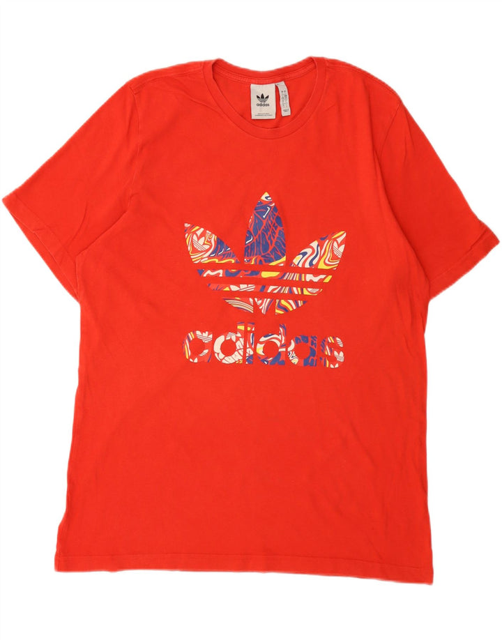 Męska koszulka z grafiką Adidas, duża, czerwona