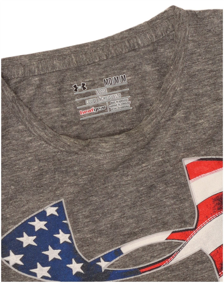 Męski t-shirt z grafiką UNDER ARMOUR Heat Gear, średnioszary, nakrapiany
