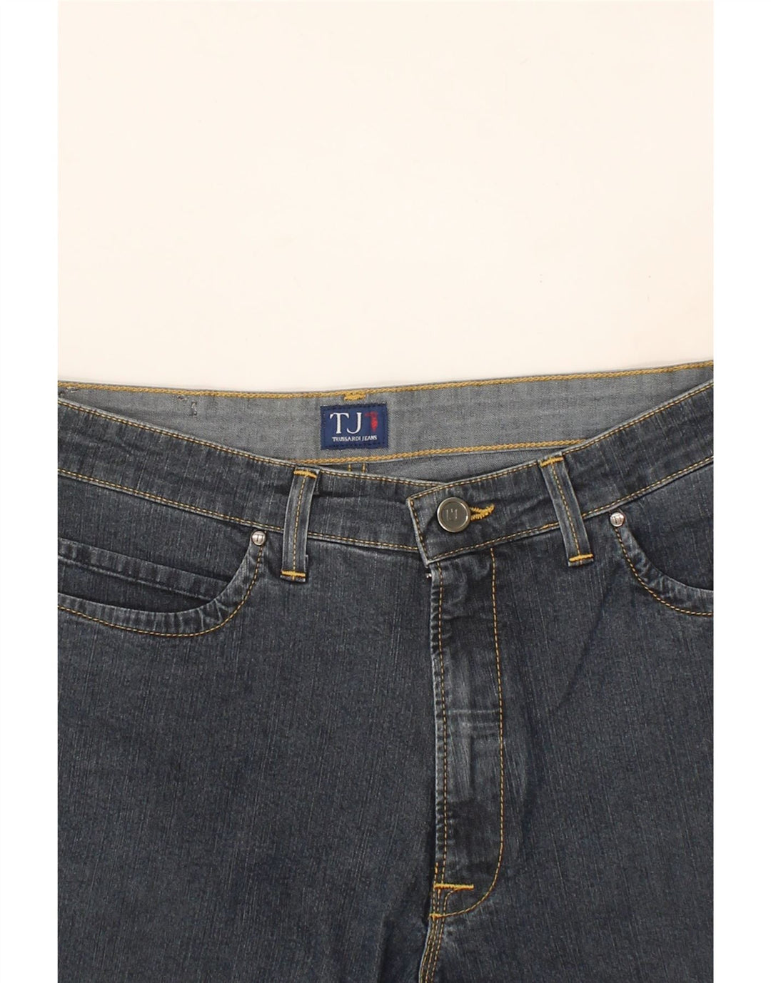 TRUSSARDI Womens Straight Jeans W32 L30  Navy Blue Cotton Vintage Trussardi and Second-Hand Trussardi from Messina Hembry 