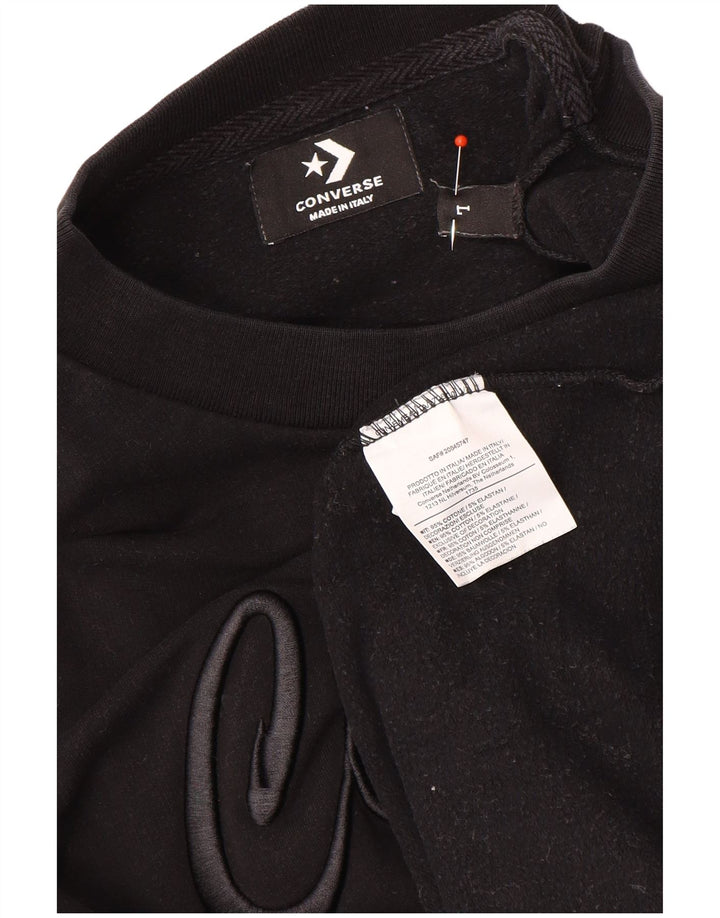 Damska bluza Converse Graphic Jumper UK 16, duża, czarna bawełna