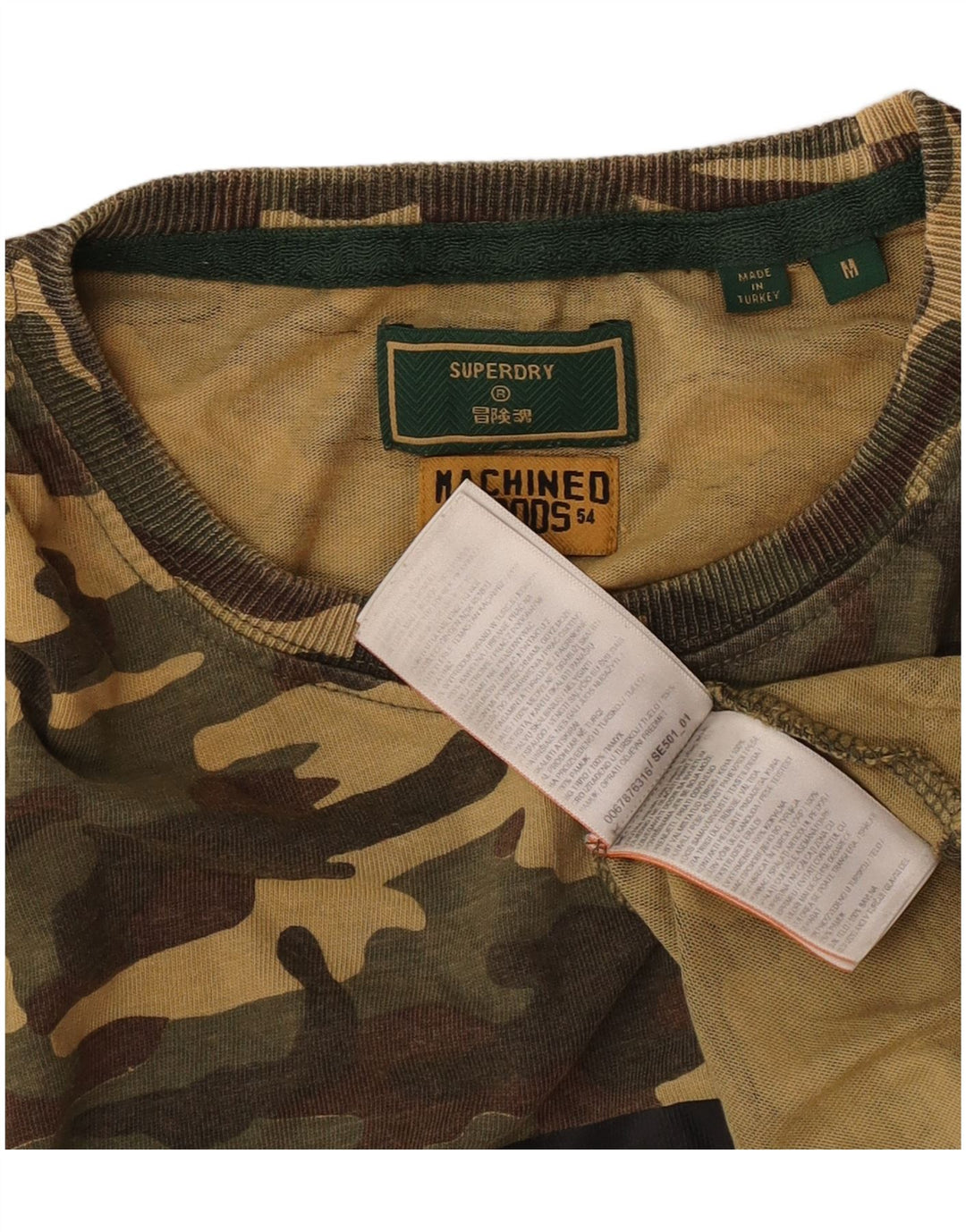 Męski T-shirt z grafiką Superdry, bawełniany kamuflaż w kolorze średniej zieleni
