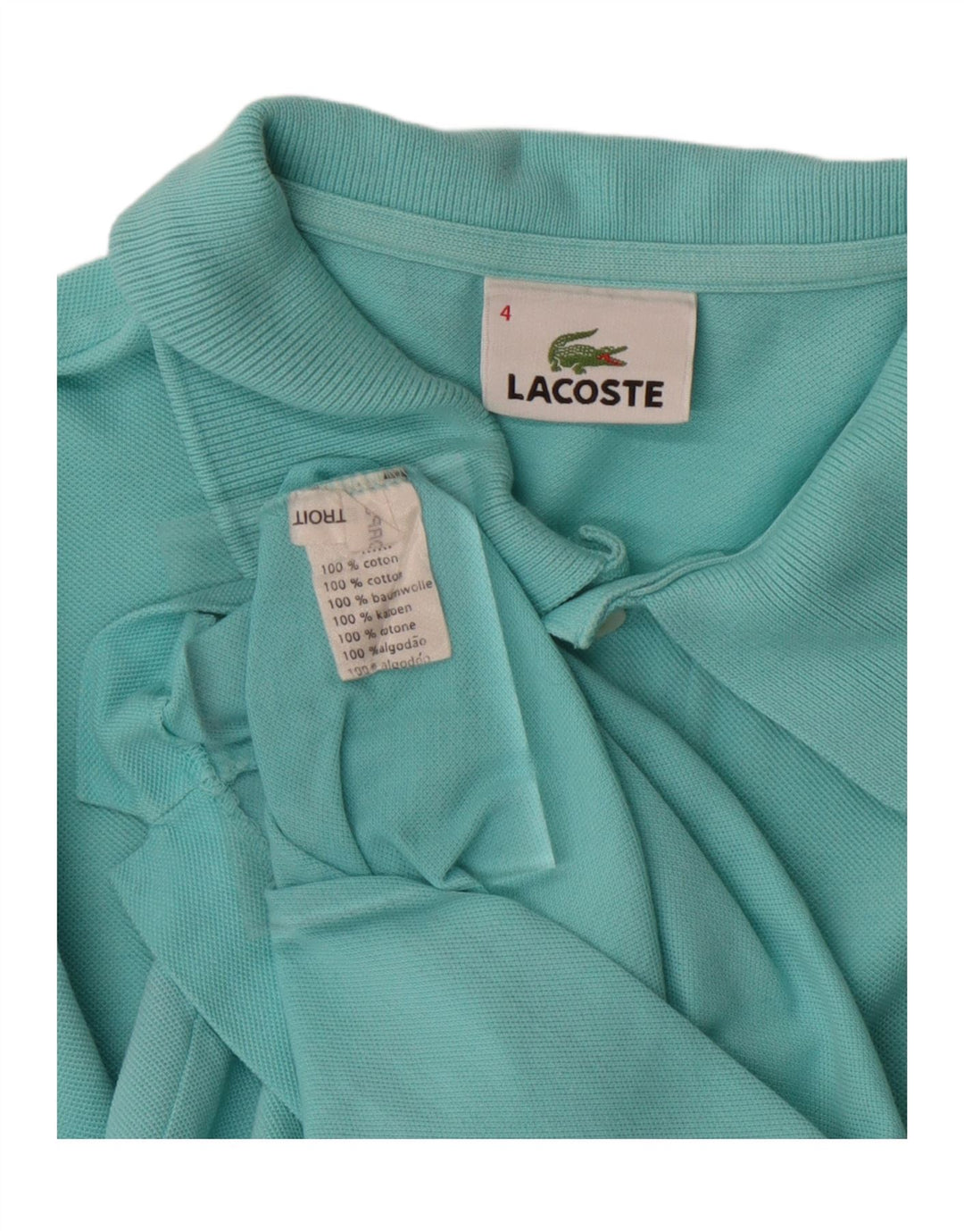 LACOSTE Mens Polo Shirt Size 4 Medium Turquoise Cotton Vintage Lacoste and Second-Hand Lacoste from Messina Hembry 
