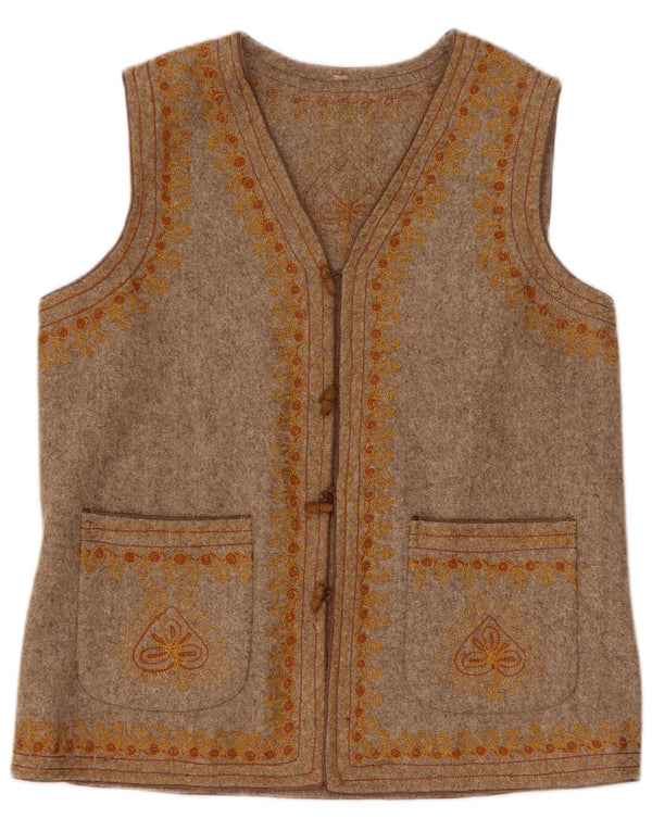 Vintage Mens Duffle Gilet UK 36 Small Beige Floral
