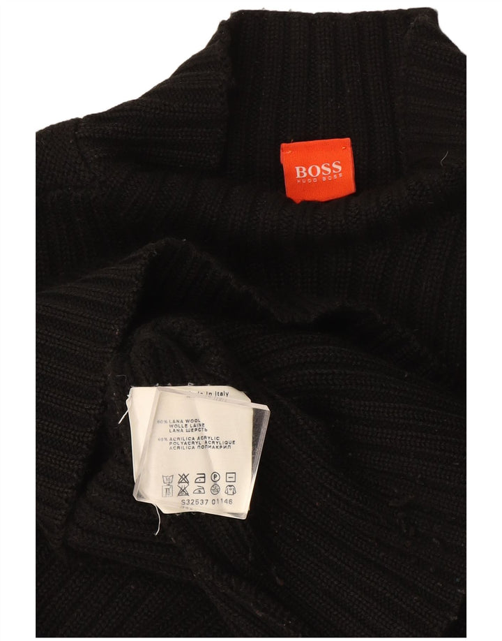Męski sweter z golfem Hugo Boss, duży, czarny, wełniany