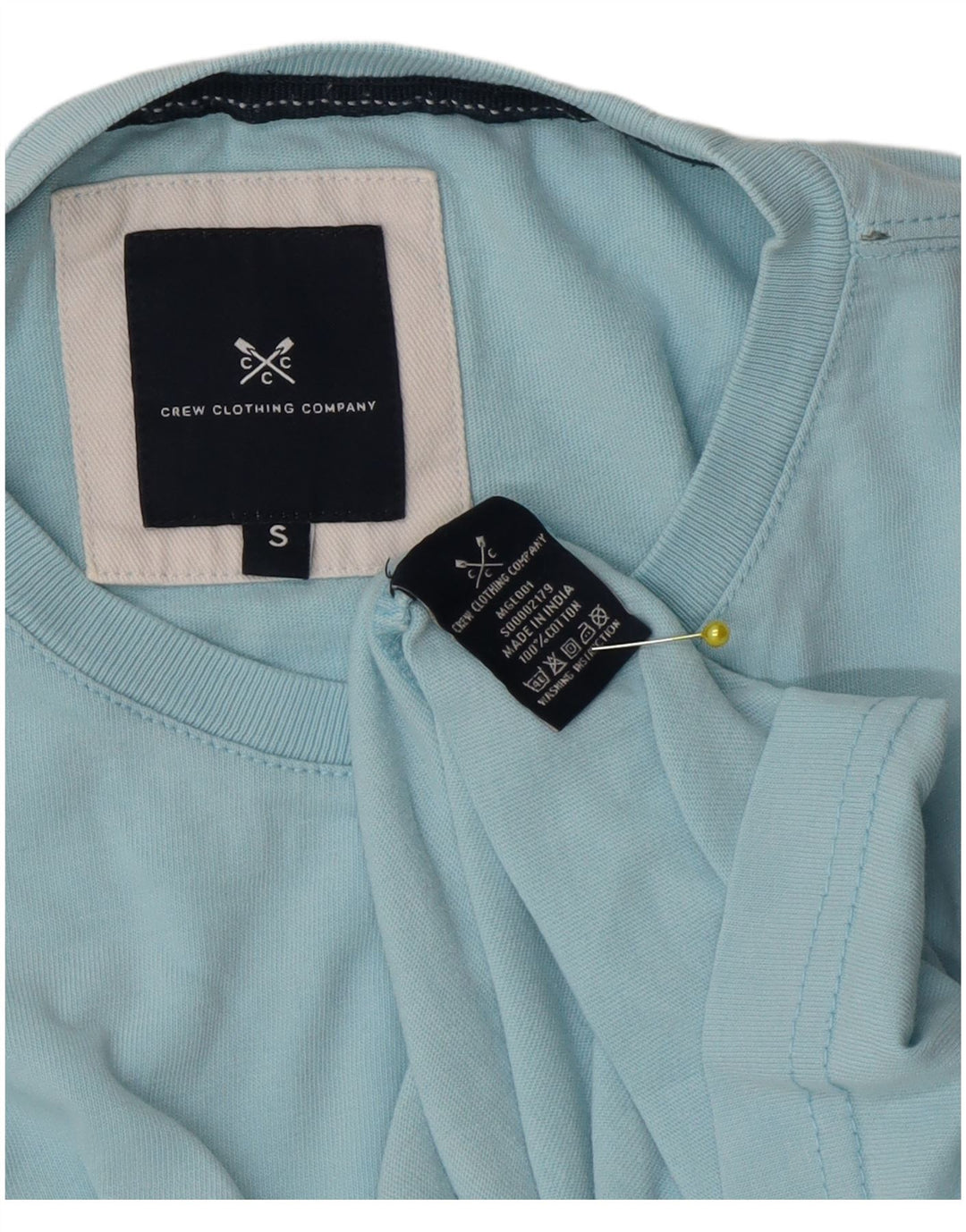 Crew Clothing Męski T-shirt Top Mały Niebieski Bawełniany