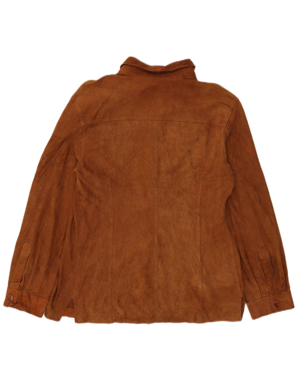 Zamszowa koszula damska w stylu vintage IT 48 XL, brązowa skóra