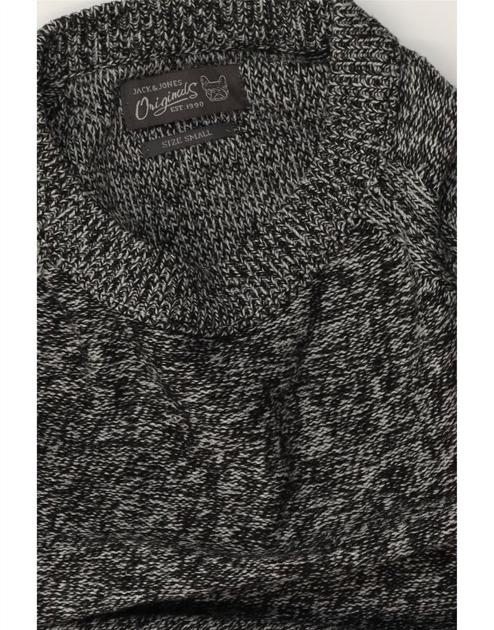 JACK & JONES Męski sweter z dekoltem w łódkę, mały, szary, nakrapiany