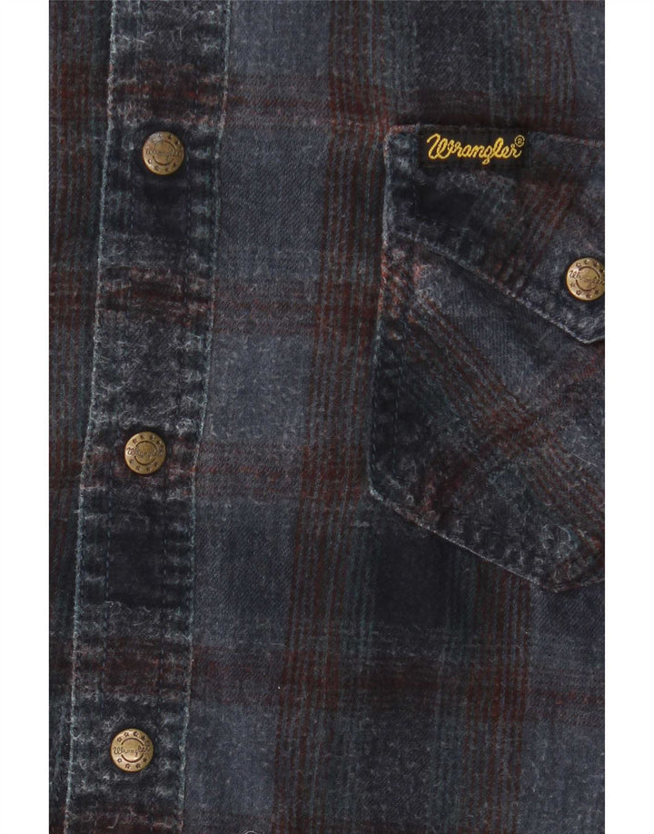 Wrangler Chłopięca koszula flanelowa w stylu Western 12-13 lat, bawełniana, w średnią niebieską kratkę