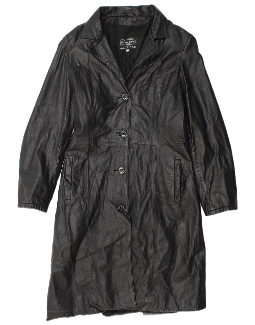 Damski płaszcz skórzany Roberta Ferrini IT 44 Średnia czarna skóra