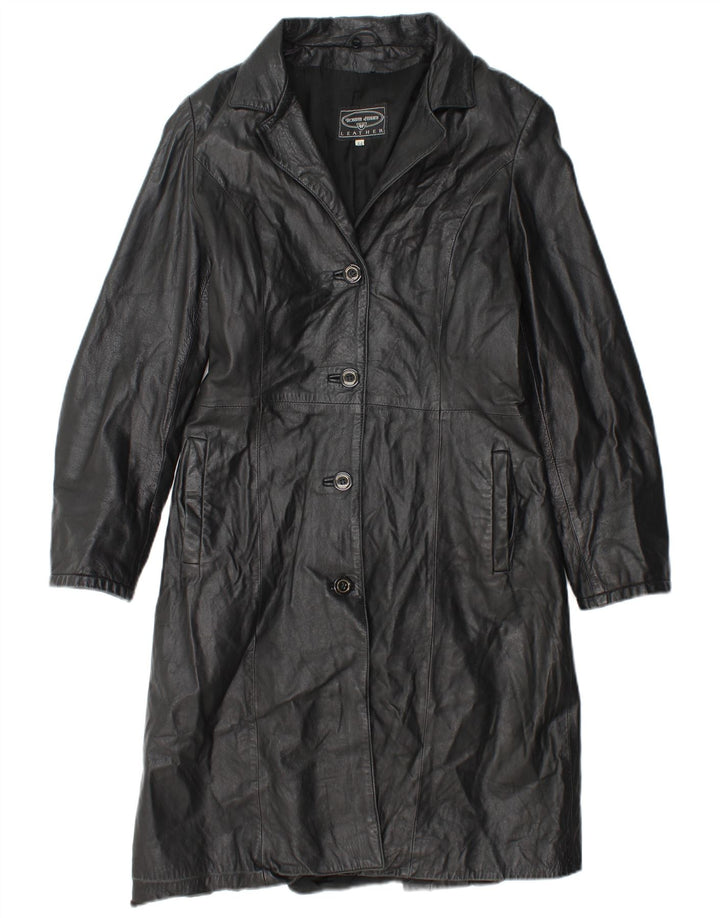 Damski płaszcz skórzany Roberta Ferrini IT 44 Średnia czarna skóra