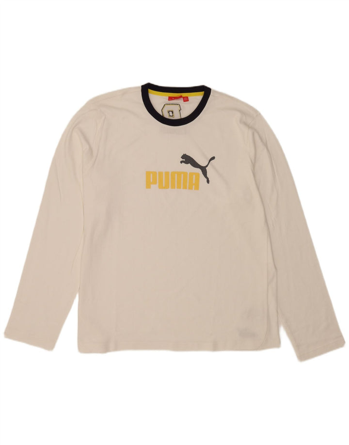 Męska koszulka z grafiką Puma z długim rękawem XL, biała, bawełniana