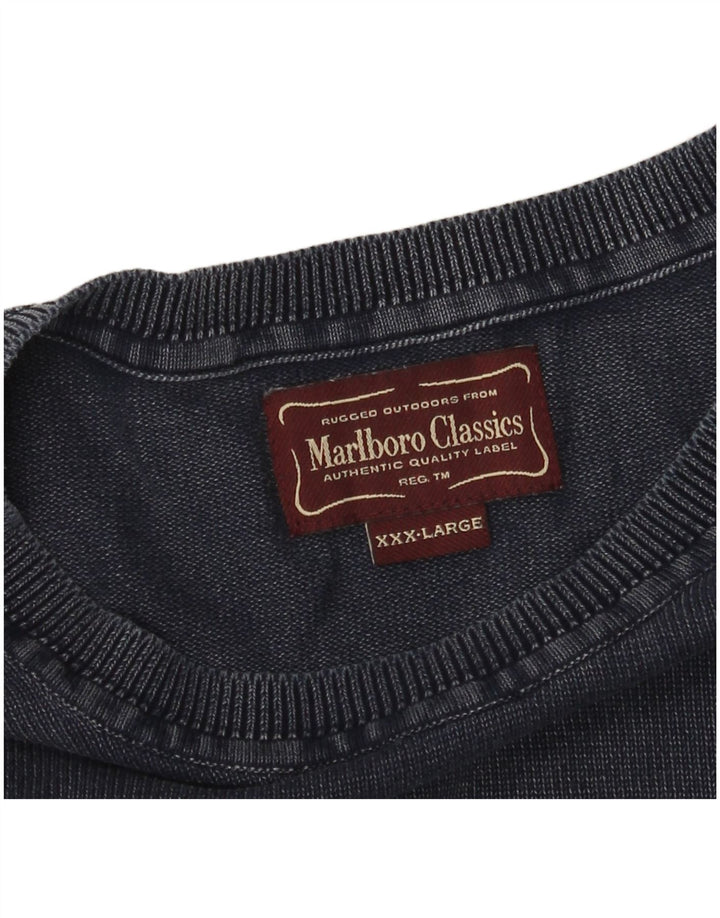 Męski sweter z okrągłym dekoltem Marlboro Classics 3XL granatowy
