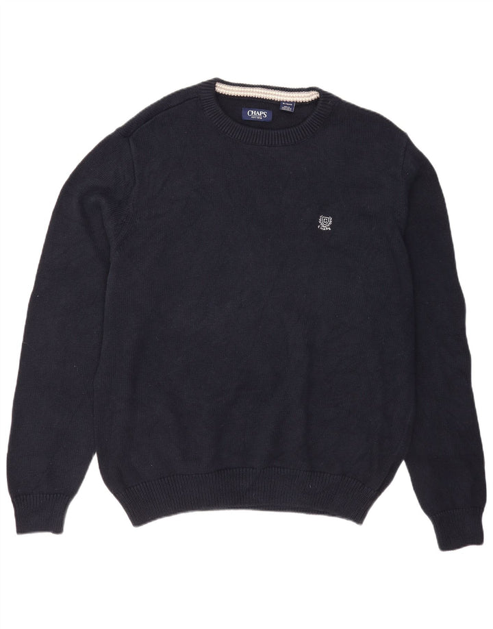 Męski sweter z dekoltem w łódkę Chaps XL, granatowy, bawełniany