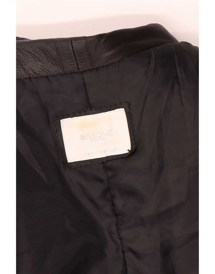 Barone Męski płaszcz skórzany UK 36 Small Black