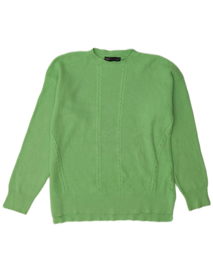Damski sweter Marks & Spencer z okrągłym dekoltem, UK 14, średni zielony wiskoza