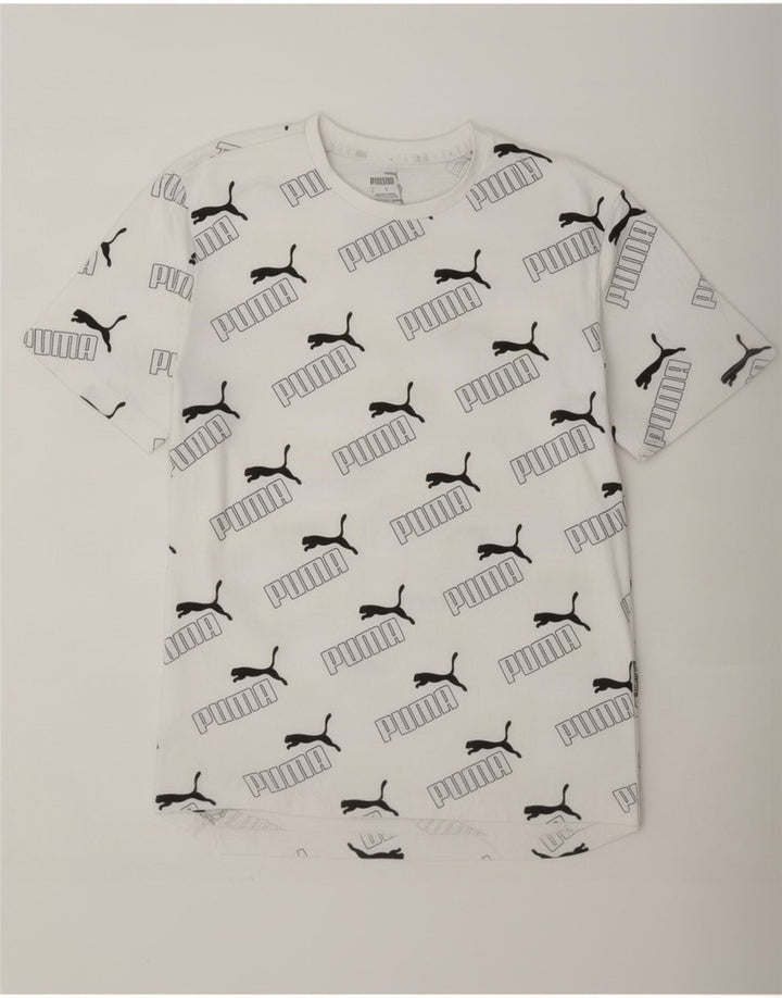 Męska koszulka z grafiką Puma, mała, biała, bawełniana
