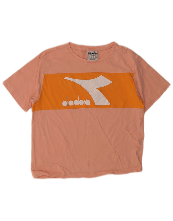 Dziewczęcy T-shirt z grafiką Diadora Top 11-12 lat XL, różowy, blok kolorów