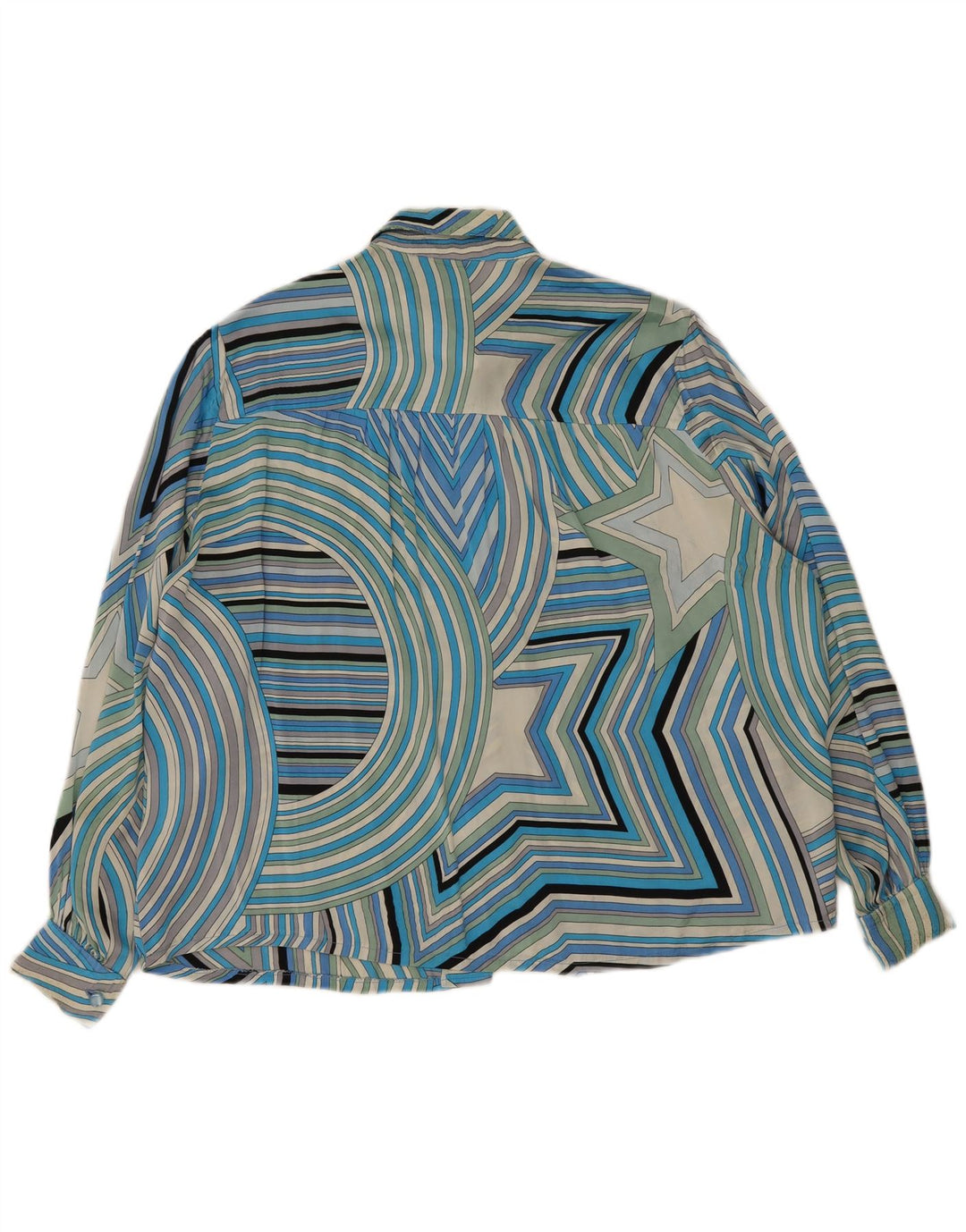 Koszula damska Vintage UK 20 2XL Niebieska geometryczna