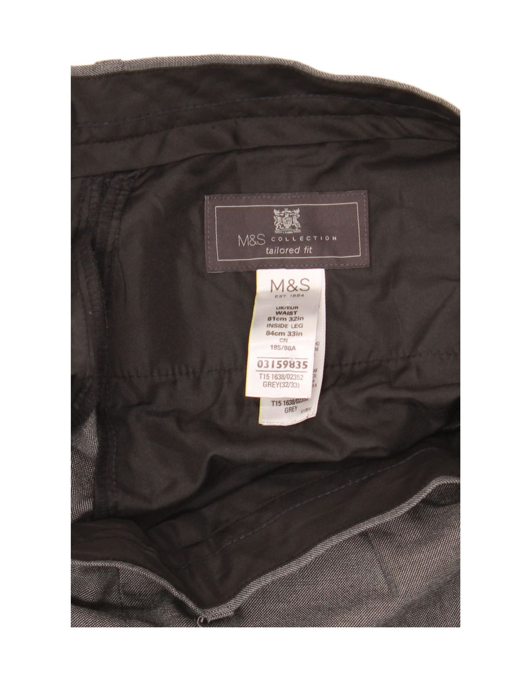 Marks & Spencer Męskie spodnie garniturowe o prostym kroju W32 L33 Szare