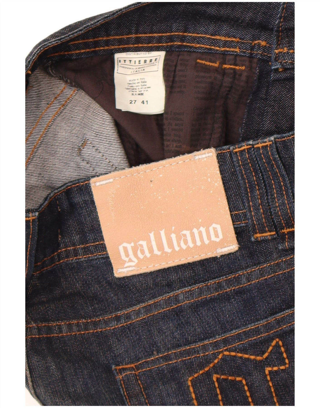 Jeansy damskie Galliano W27 L36 Granatowe, bawełniane, designerskie