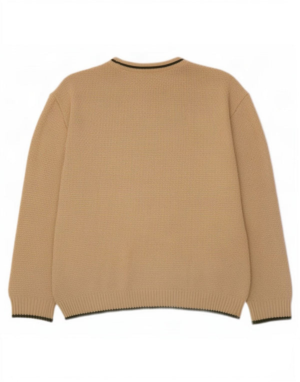 Vintage męski sweter z wycięciem pod szyją, mały beż