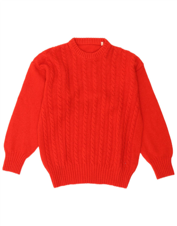 Vintage damski sweter oversize z okrągłym dekoltem UK 10 Small Red Wełna
