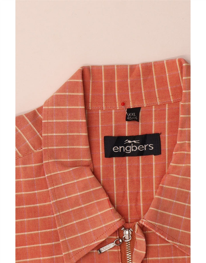 ENGBERS Męska koszula pulowerowa z krótkim rękawem, rozmiar 45/46, 2XL, pomarańczowa kratka