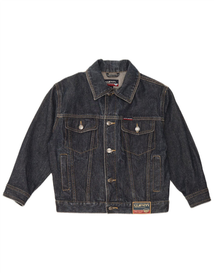 Damska kurtka dżinsowa WPM z krótkim rękawem 3/4 UK 10, mała, granatowa, bawełniana