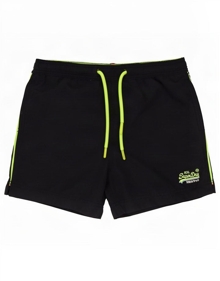 Męskie spodenki kąpielowe Superdry, małe, czarne, poliestrowe
