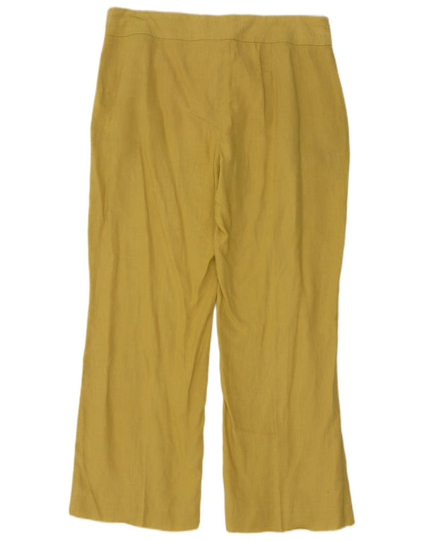 Damskie spodnie codzienne z szerokimi nogawkami Zara XL W32 L30 Żółte lniane