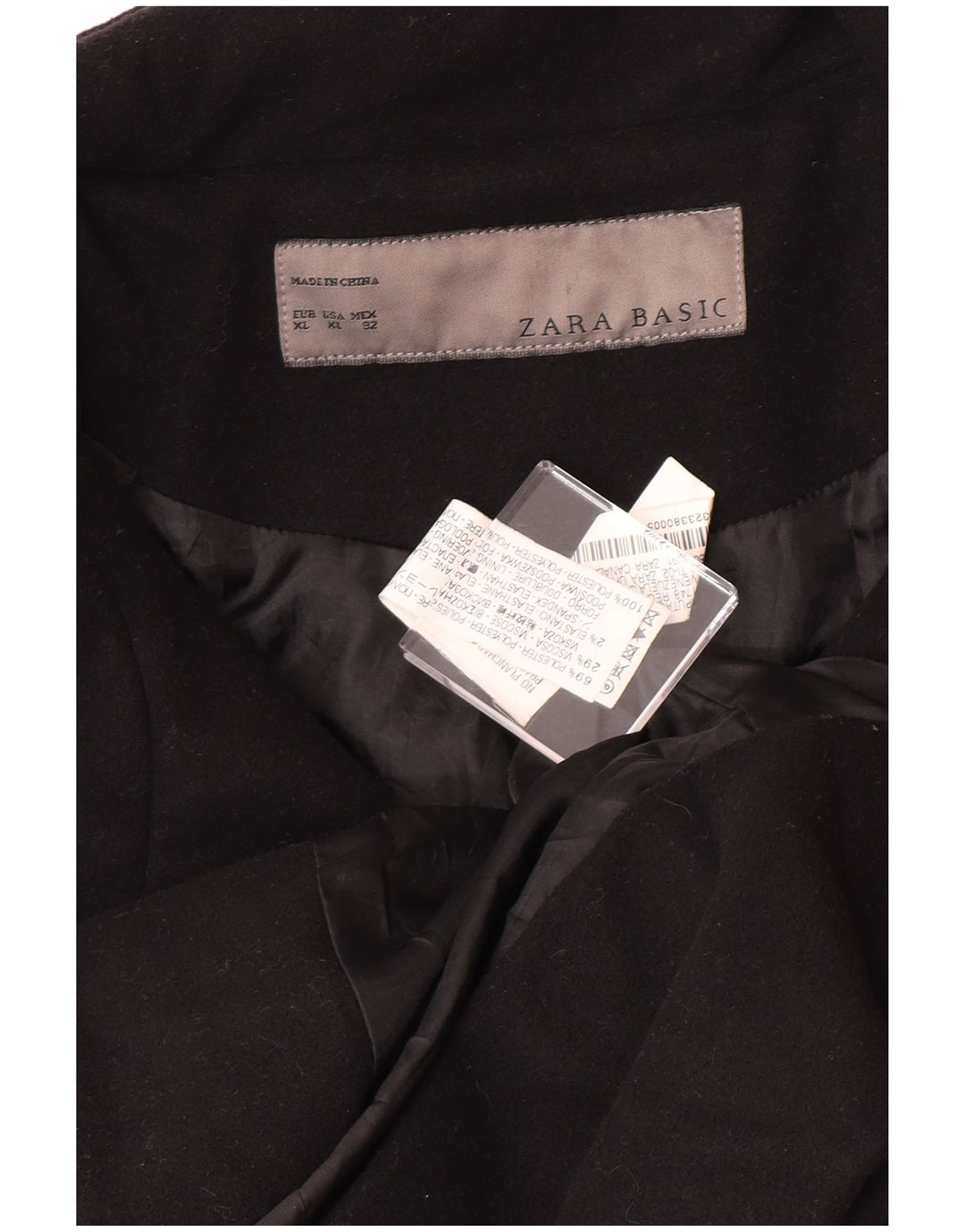 Damska kurtka wojskowa Zara UK 18 XL, czarna, poliestrowa
