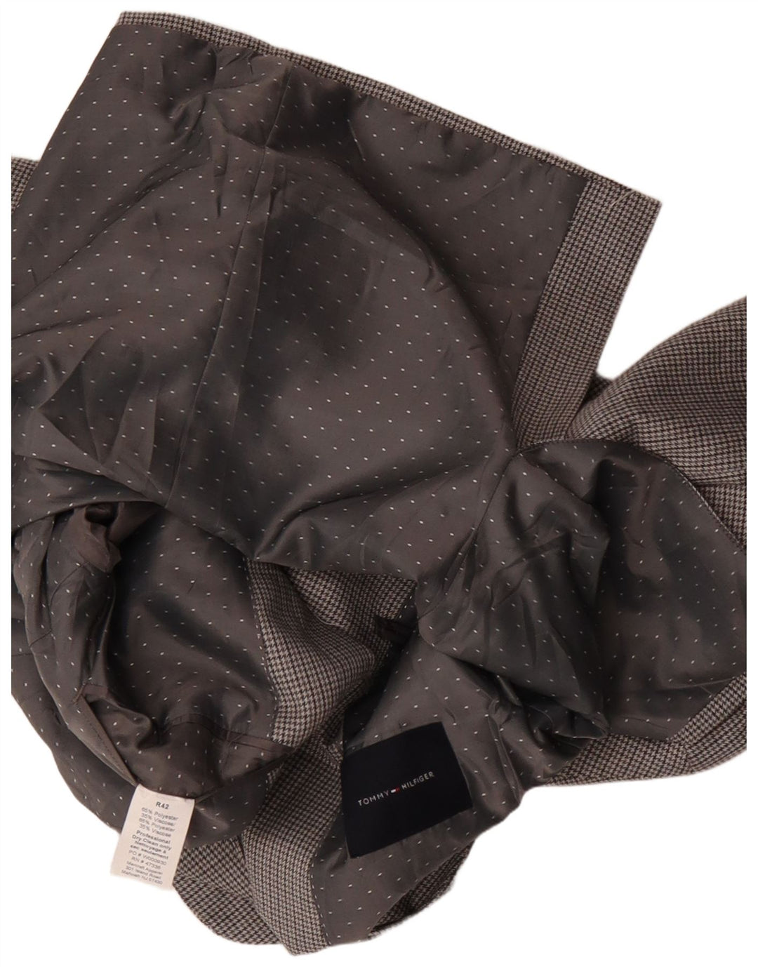 Męska marynarka zapinana na 2 guziki Tommy Hilfiger US 42 XL, szary poliester w kratkę