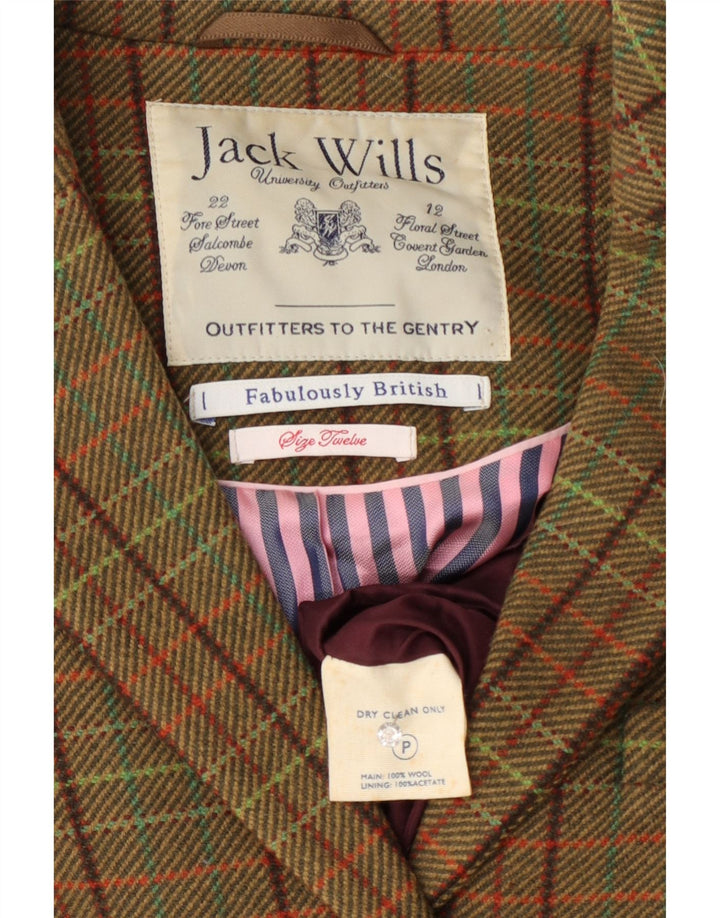 Damska marynarka Jack Wills zapinana na 3 guziki, UK 12, wełniana w średnią zieloną kratkę