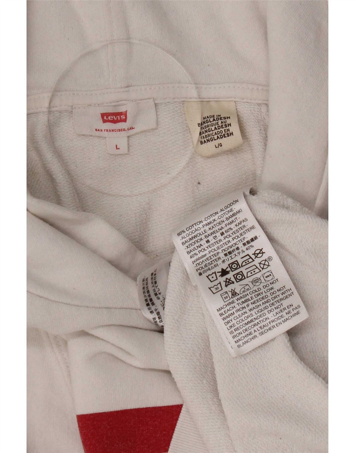 Męski sweter z kapturem Levi's z grafiką, duży, biały, bawełniany