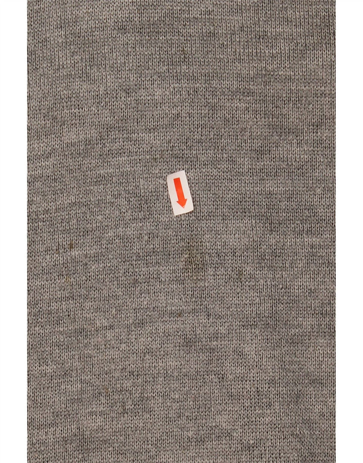 LACOSTE Mens V-Neck Jumper Sweater Size 5 Large Grey Wool