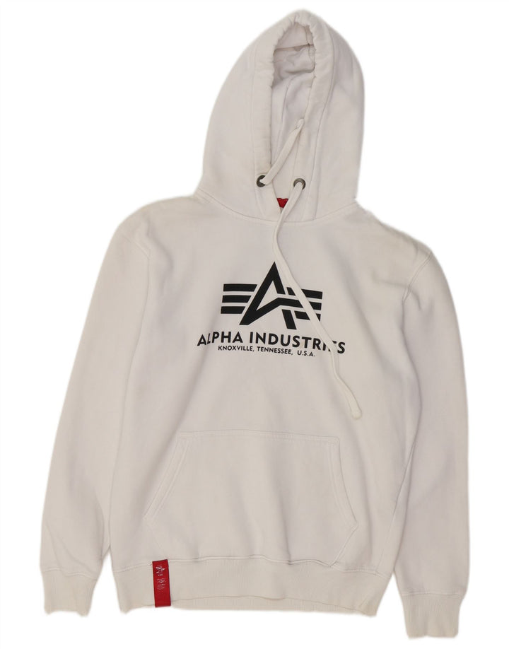 Męska bluza z kapturem i grafiką ALPHA INDUSTRIES Średnia biała bawełna