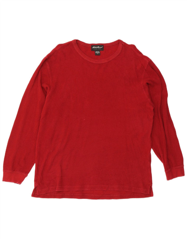 Męski top z długim rękawem Eddie Bauer, średnio czerwony, bawełniany