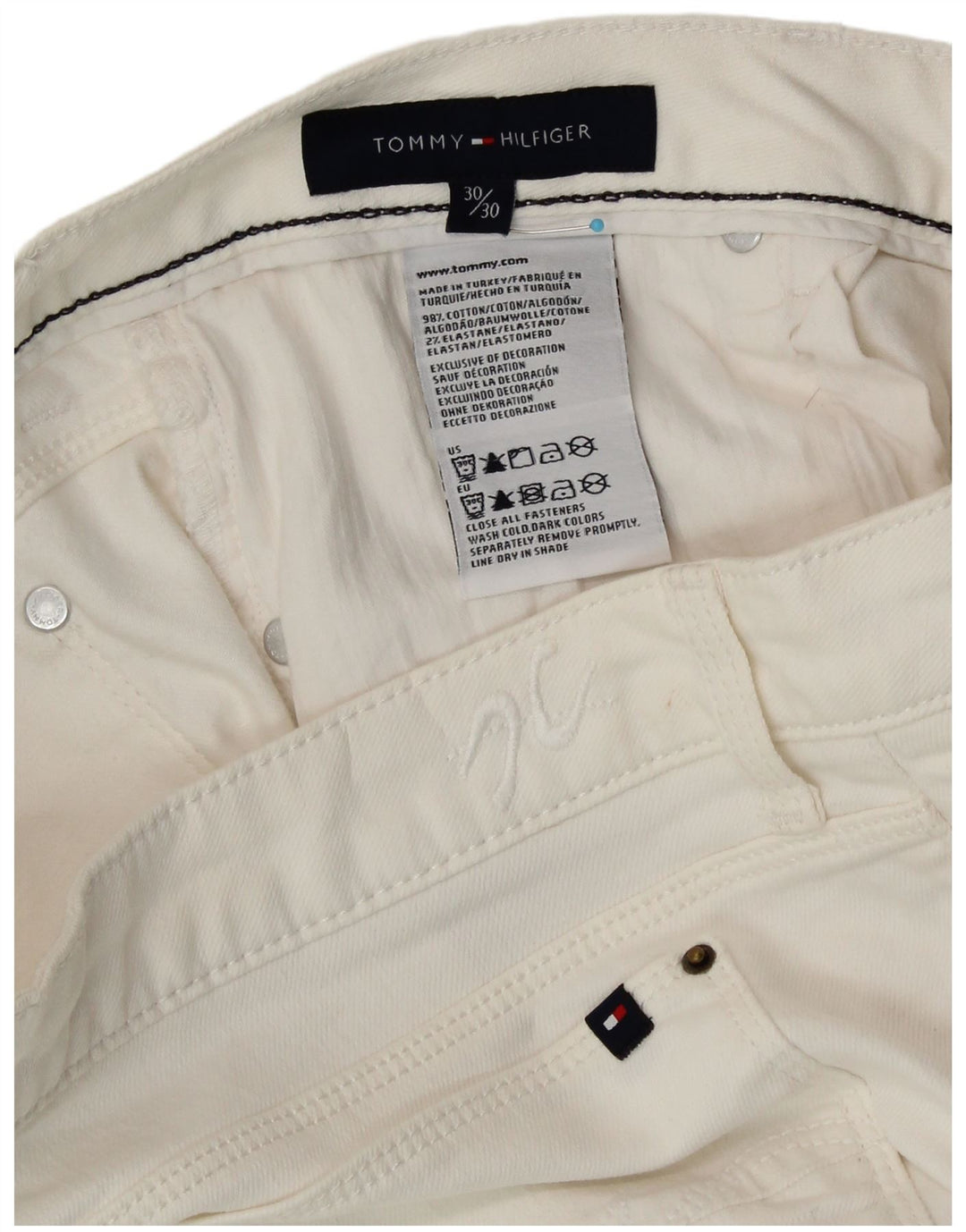 Damskie jeansy Bootcut TOMMY HILFIGER W30 L30 Biała bawełna
