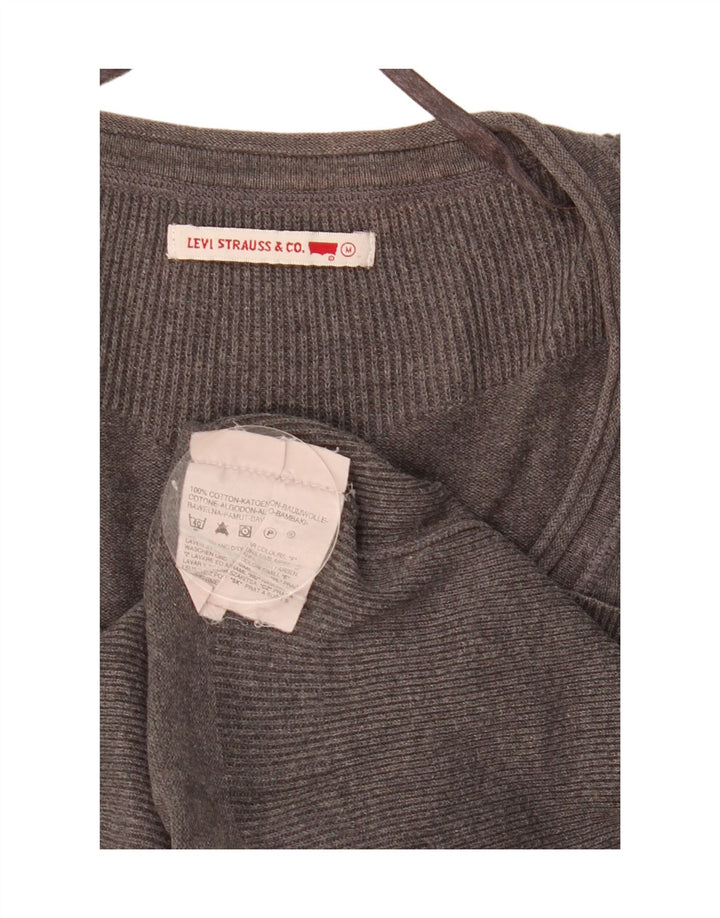 Damski sweter Levi's z dekoltem w kształcie litery V, UK 12, średnioszary, bawełniany