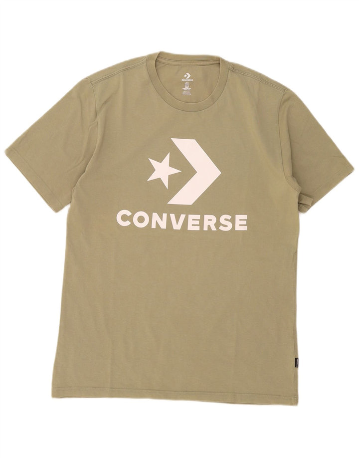 Męska koszulka Converse z grafiką, średnia, bawełniana khaki