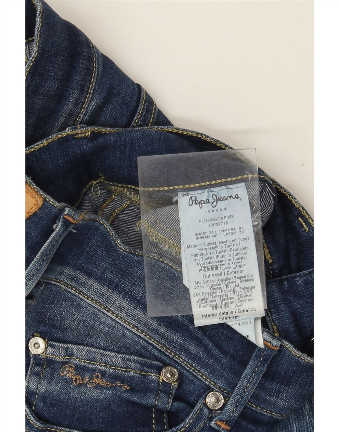 PEPE Jeans Damskie obcisłe dżinsy W31 L30 Niebieskie bawełniane