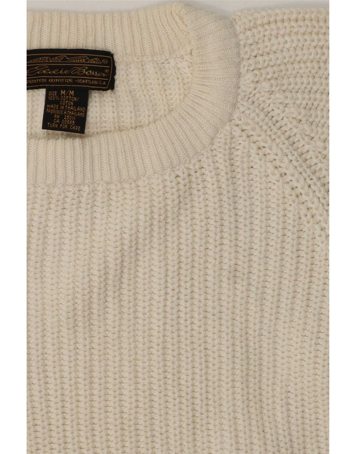 Męski sweter z wycięciem pod szyją Eddie Bauer, średni, złamanej bieli, bawełniany klasyk
