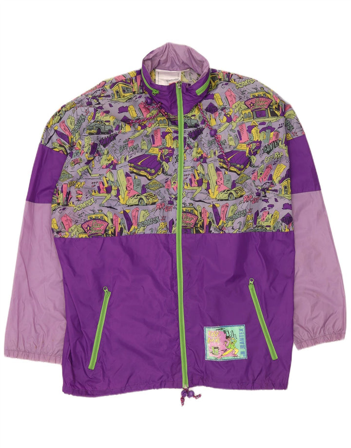 J JEANTEX Męska kurtka przeciwdeszczowa o luźnym kroju UK 40, duży fioletowy blok kolorów