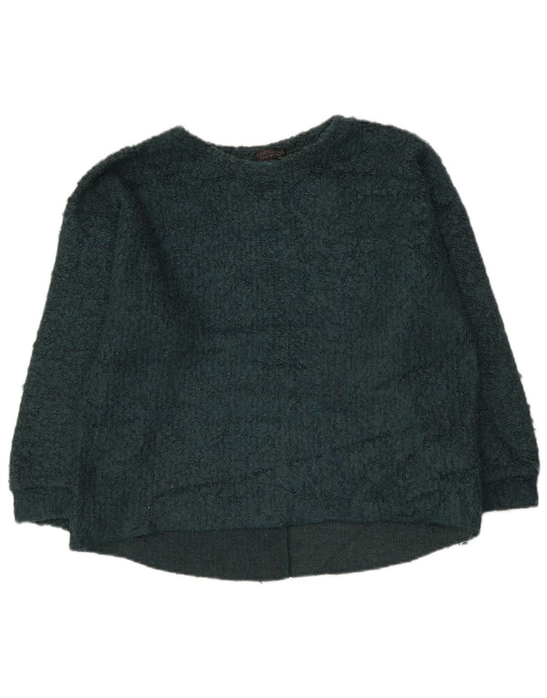 Topshop Damski sweter z rękawem 3/4 i dekoltem w łódkę UK 8 Mały Zielony Akryl