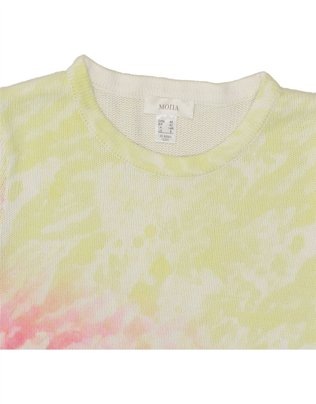 MONA Womens Boat Neck Jumper Sweater UK 14 Medium  Multicoloured Tie Dye Vintage Mona and Second-Hand Mona from Messina Hembry 