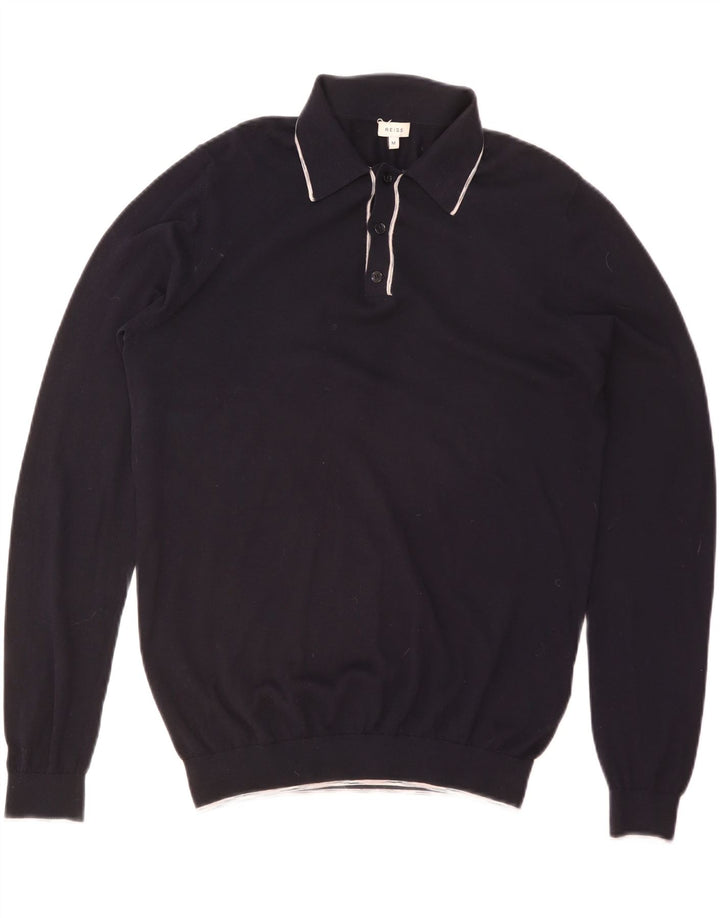 Męski sweter polo REISS, średni granatowy, bawełniany