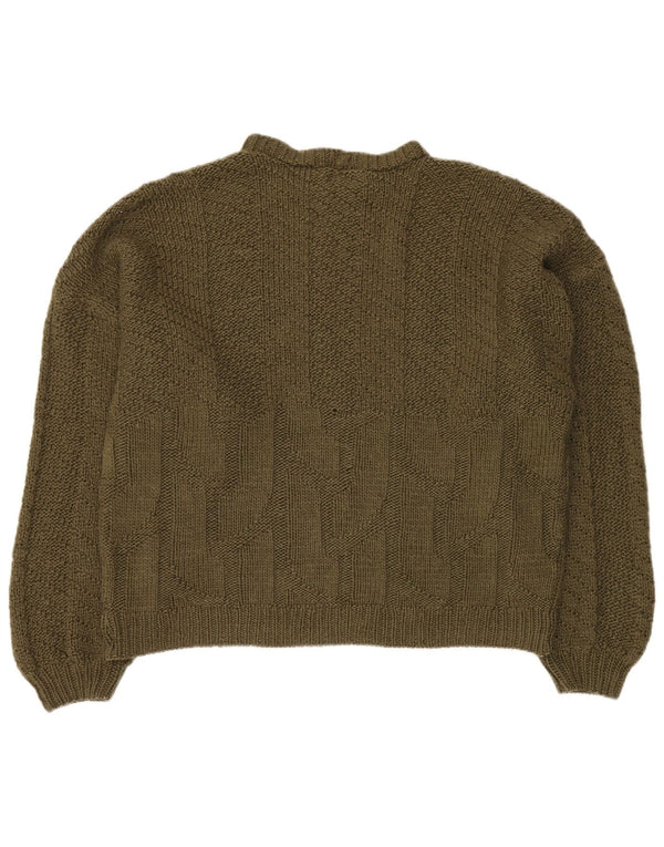 Damski sweter oversize VINTAGE z okrągłym dekoltem UK 18 XL Khaki