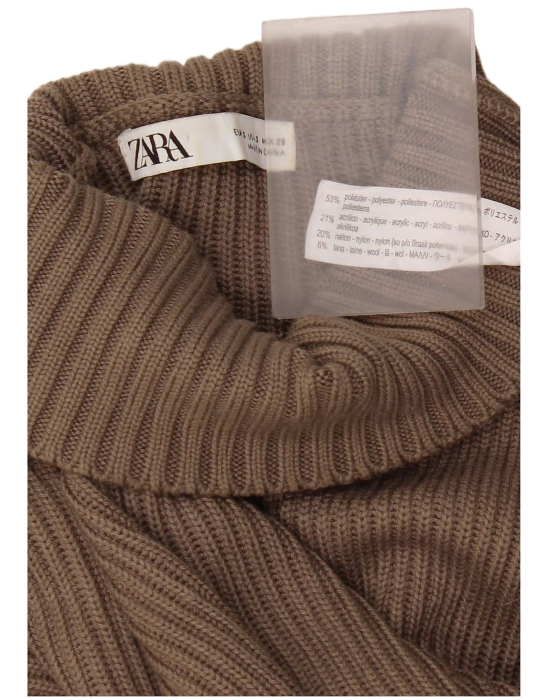 Damski sweter oversize z golfem Zara UK 10 Small Brown