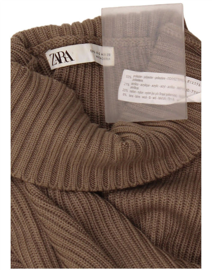 Damski sweter oversize z golfem Zara UK 10 Small Brown